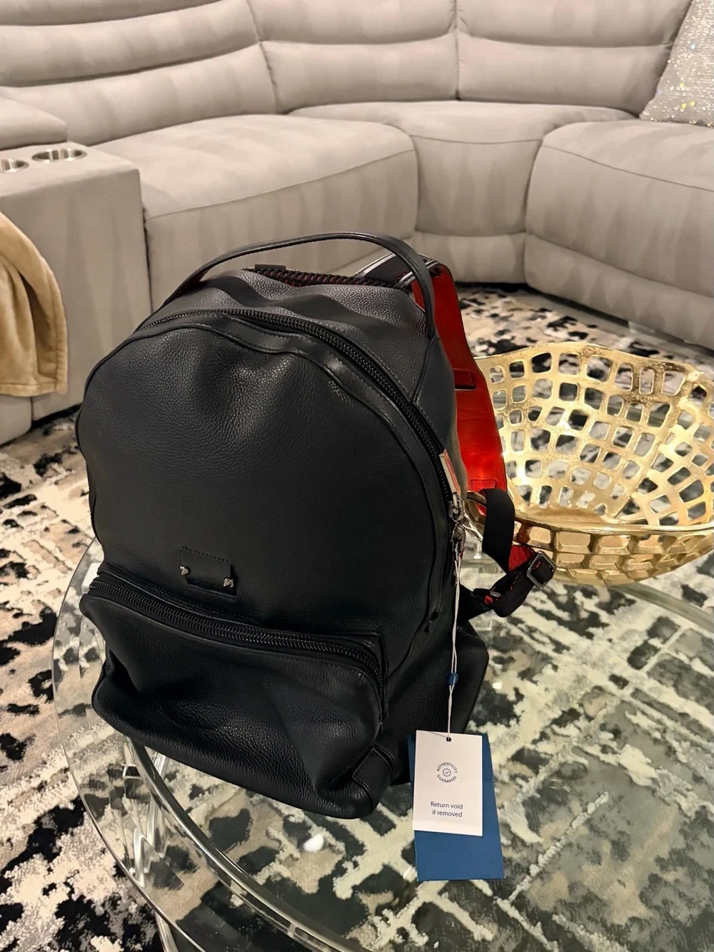 👠 🤩Red Bottom - Christian Louboutin Leather Backpack Black w/ famous Red Accents